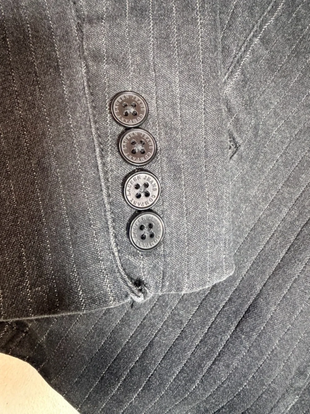 Lauren Jeans Co. Ralph Lauren Black Pinstripe Denim Jacket - 1 of 2 Piece Set - Picture 5 of 13